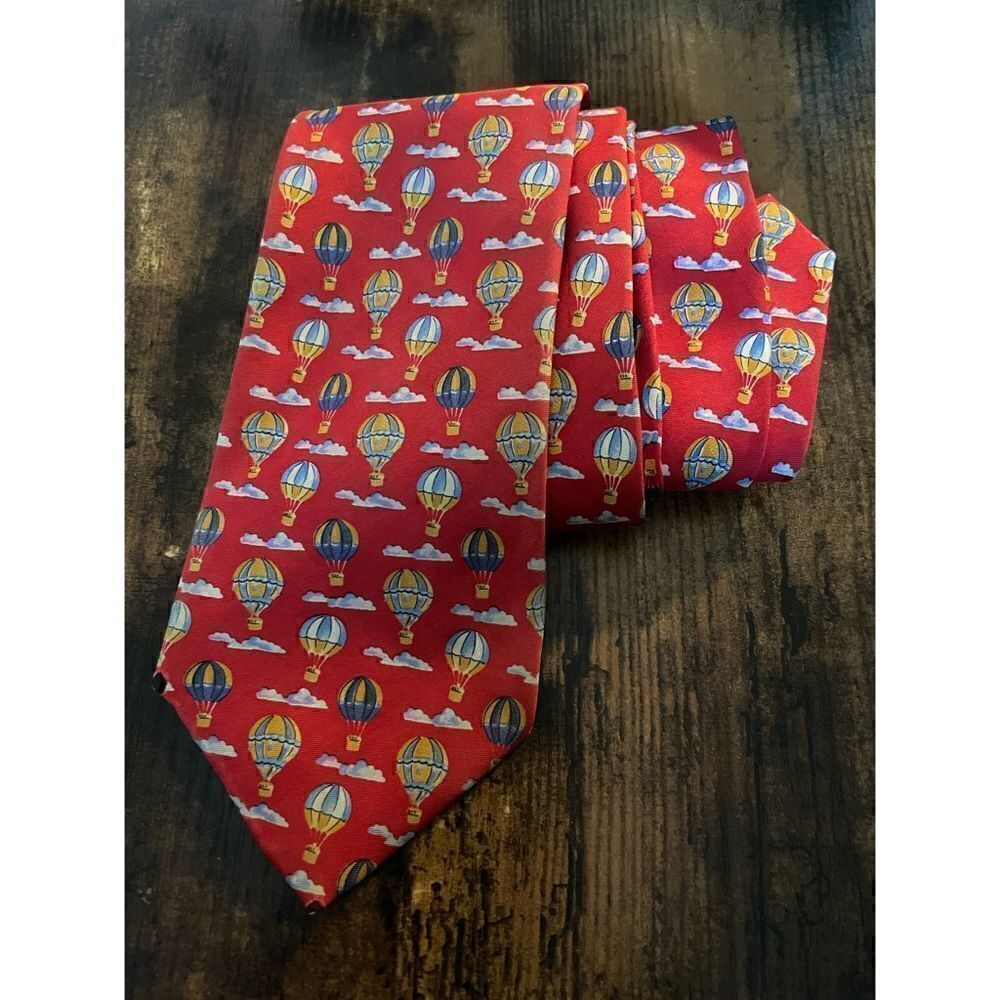 Vintage Burberry Air Balloon Silk Tie / holes at the bottom